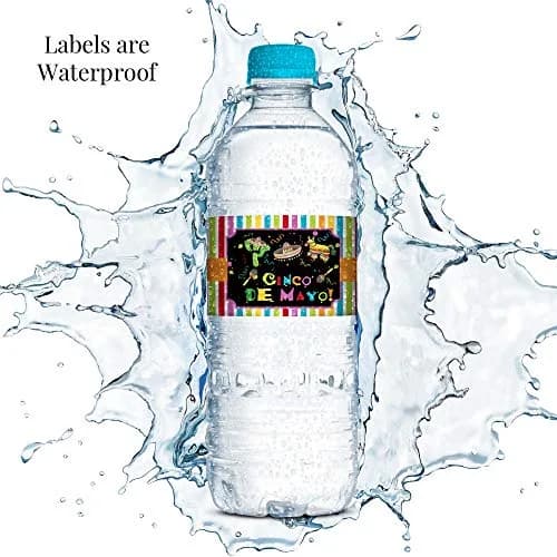 Amanda Creation Cinco De Mayo Fiesta Waterproof Water Bottle Sticker Wrappers, 20 Labels (1.75" x 8.5") | Waterproof Vinyl for Parties thumbnail 4
