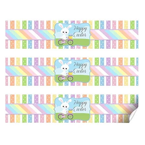 Amanda Creation Egg-celent Easter Water Bottle Wrappers 20 Pack 1.75"x8.5" | Waterproof Labels for Parties thumbnail 5