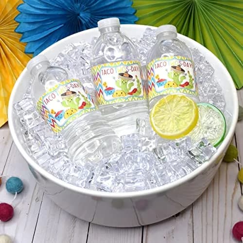 Amanda Creation Taco TWOS-Day Second Birthday Fiesta Party Waterproof Water Bottle Sticker Wrappers | 20 Labels, 1.75" x 8.5" thumbnail 5