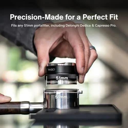 CREMA 51mm Coffee Distributor & Hand Tamper for Delonghi | Black | 1lb 3oz (595g) thumbnail 2