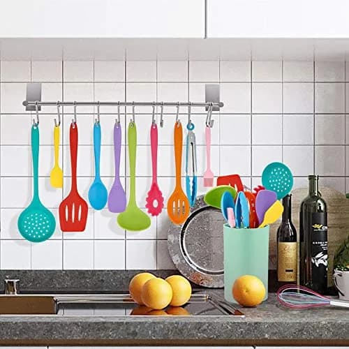 LIANYU 12-Piece Silicone Kitchen Cooking Utensils Set with Holder, Multi Color | Food Grade & Heat Resistant thumbnail 7