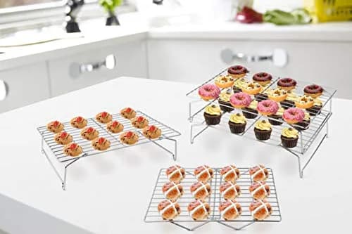 P&P CHEF 4-Tier Cooling Rack Set, Stainless Steel Stackable 15" x 10" | Durable & Rust-Free thumbnail 7