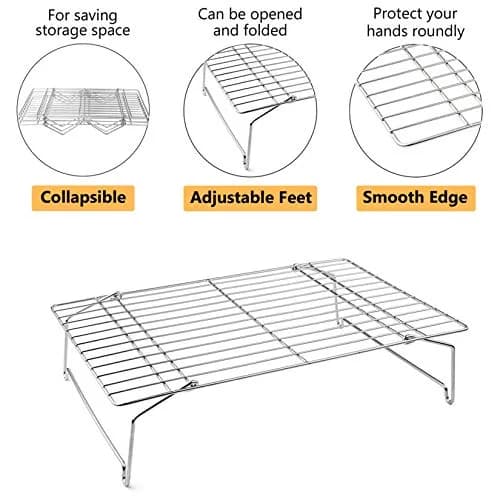 P&P CHEF 4-Tier Cooling Rack Set, Stainless Steel Stackable 15" x 10" | Durable & Rust-Free thumbnail 2