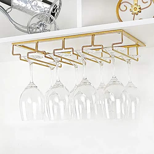FOMANSH Gold Stemware Rack 15.8×9×2.36 inch | Space-Saving Kitchen Organizer thumbnail 5