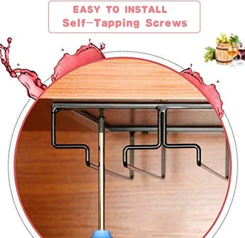 FOMANSH Gold Stemware Rack 15.8×9×2.36 inch | Space-Saving Kitchen Organizer thumbnail 3