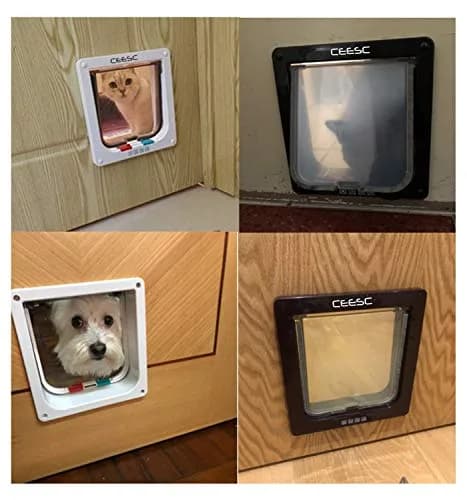 CEESC X-Large Black Cat Door for Interior/Exterior, 24.9cm x 28cm x 5.5cm (9.8"W x 11"H x 2.15"D) | 4-Way Locking ABS Pet Door for Pets up to 12.5 kg thumbnail 2