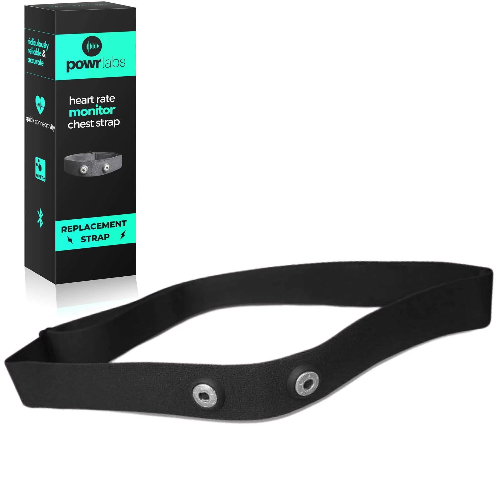 POWR LABS Heart Rate Monitor Replacement Chest Strap | Adjustable, Waterproof, Compatible with Garmin, Polar, Wahoo - main product image