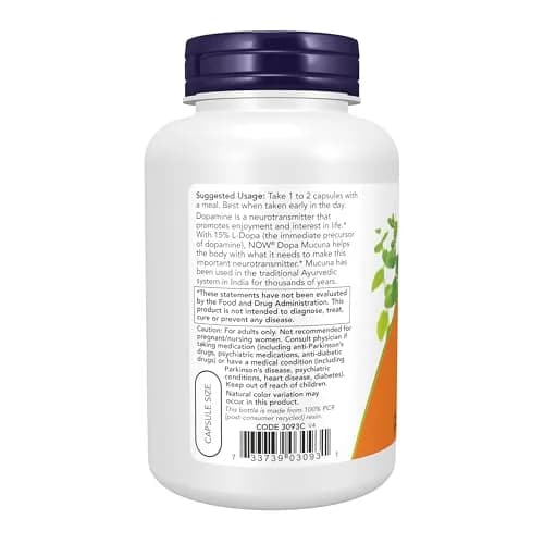 NOW DOPA Mucuna 180 Veg Caps | Supports Dopamine Production & Wellness thumbnail 3