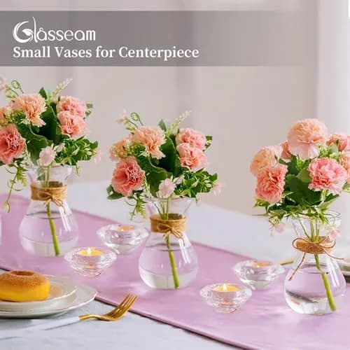 Glasseam Hyacinth Bulb Forcing Vases Set of 3, Small Glass Vase for Flowers | Modern Minimalist Transparent Design thumbnail 3