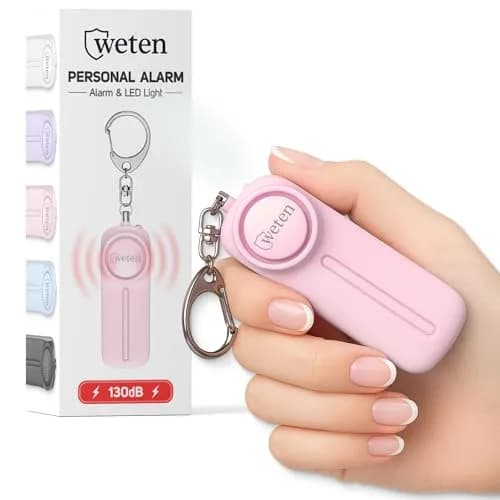 WETEN Personal Safety Alarm Keychain for Women, 130dB Siren, LED Light, Pink | Loud Siren & LED for Instant Alert thumbnail 1
