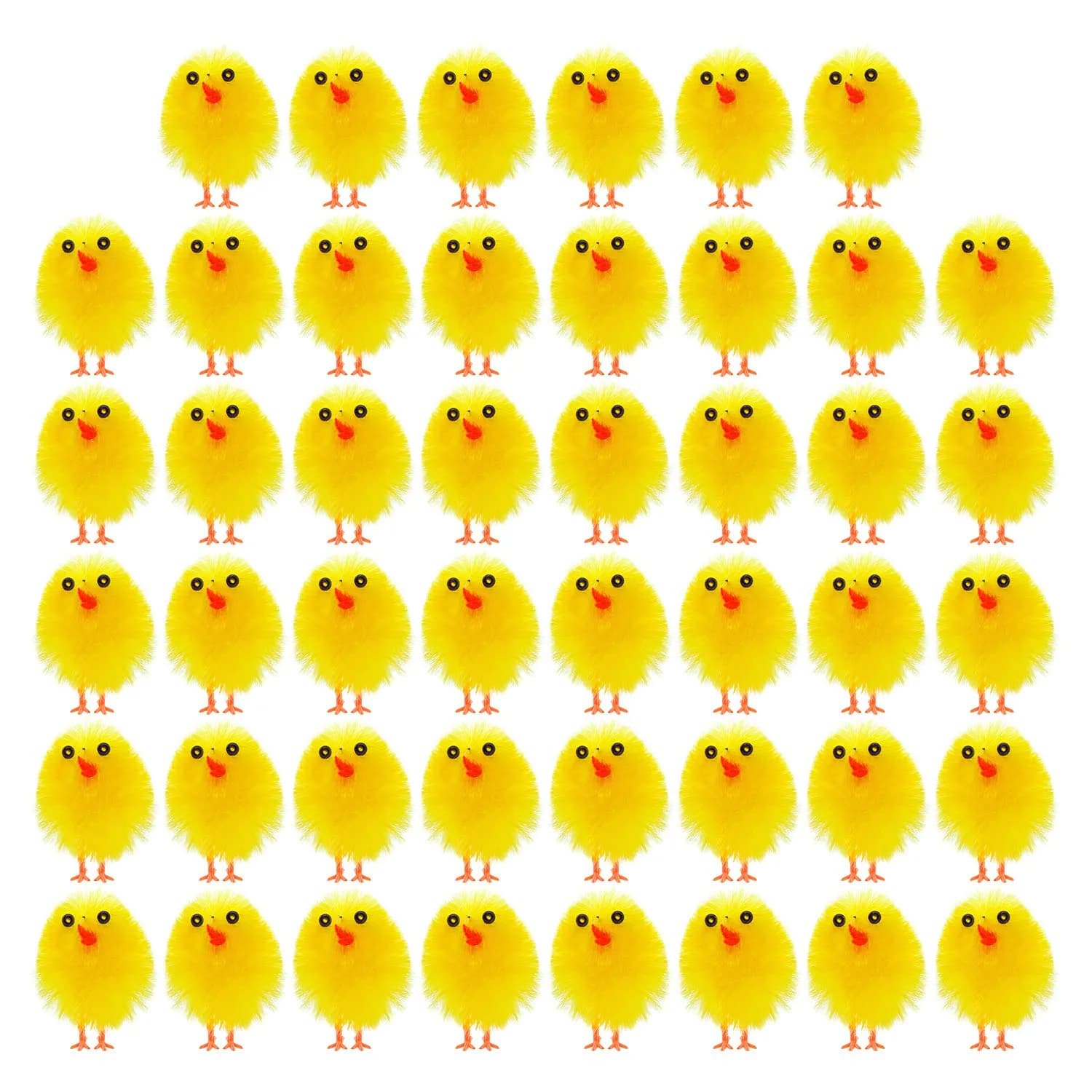 TUPARKA 46 Pcs Mini Easter Chicks 3.5cm (1.4 inch) | Yellow Chenille Plush Figures for Party & Egg Decoration — 46pcs Yellow