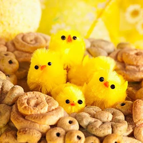 TUPARKA 46 Pcs Mini Easter Chicks 3.5cm (1.4 inch) | Yellow Chenille Plush Figures for Party & Egg Decoration thumbnail 3