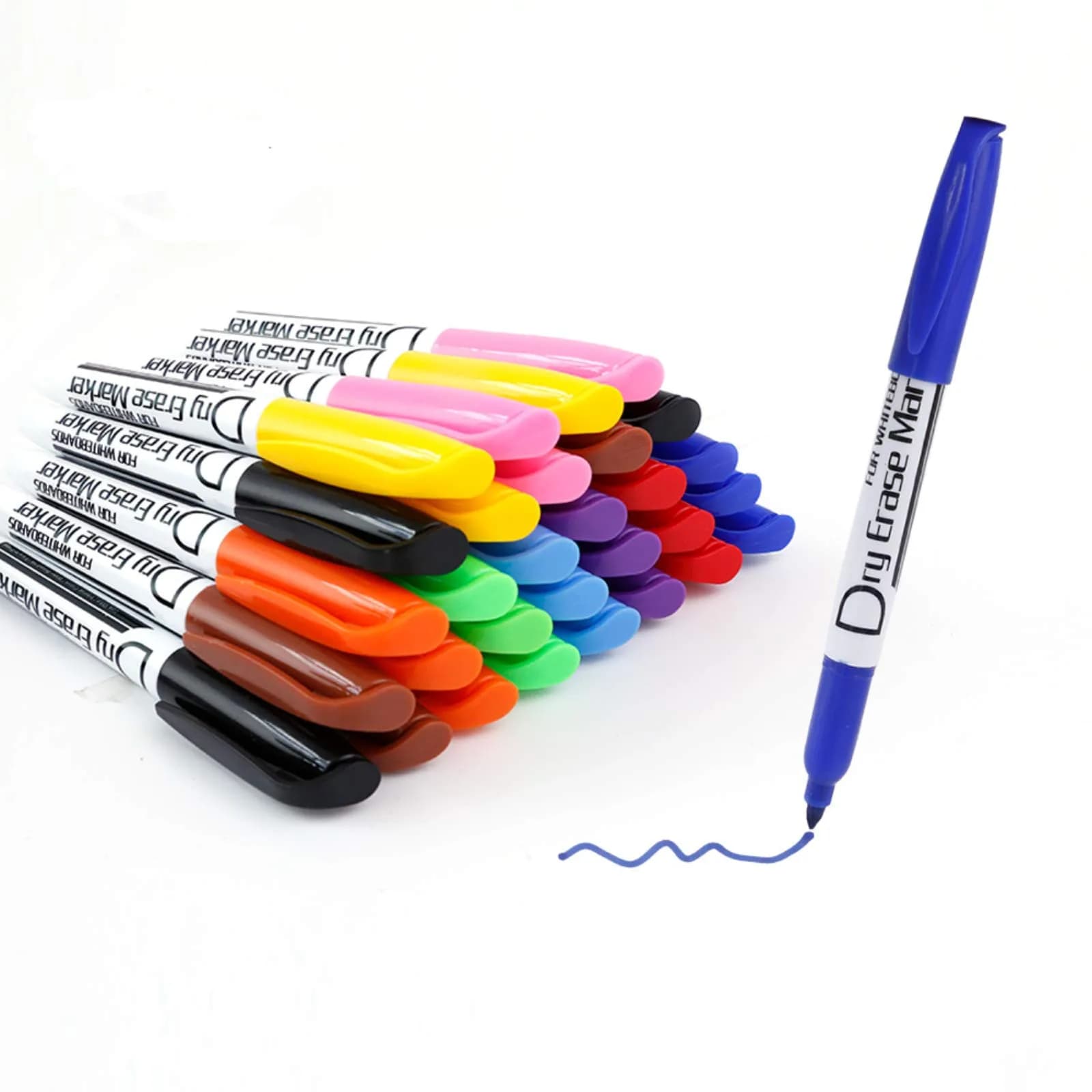 Volcanics Black Dry Erase Markers, Fine Tip, Low Odor, 125 Pack | Bulk Pack Marking Pen — 10 Colors - Assorted