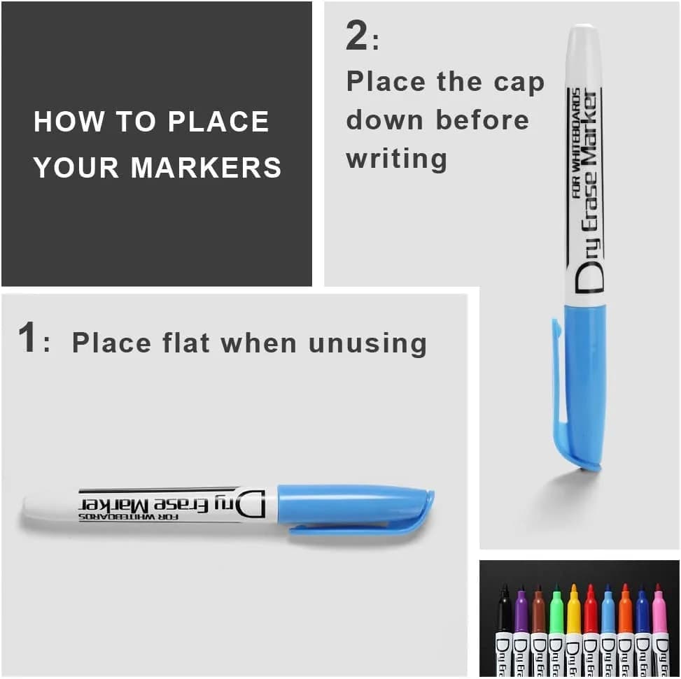 Volcanics Fine Tip Dry Erase Markers, Low Odor, 10 Colors, 125-Pack | Bulk Pack Marking Pen for Students & Office thumbnail 7
