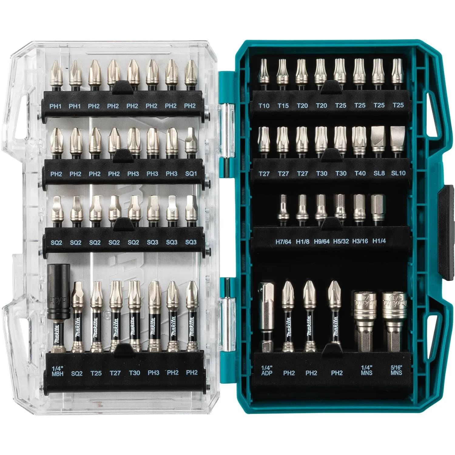Makita Impact XPS™ 45 Pc. Impact Bit Set | Alloy Steel, Matte Nickel Finish, 1.28 lbs — 60 Piece Set