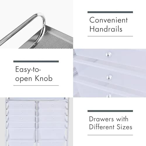 HAPPYGRILL 12-Drawer Storage Cart 25in x 15in x 29.5in | Durable Steel & Plastic thumbnail 5