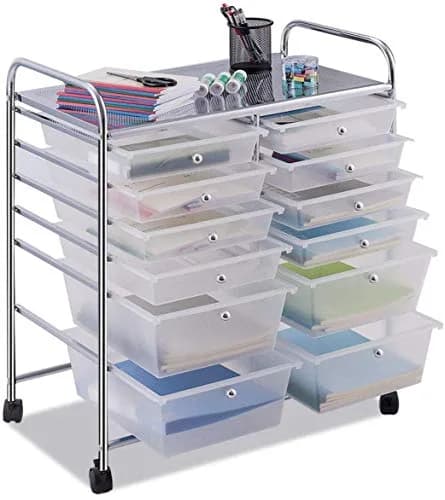 HAPPYGRILL 12-Drawer Storage Cart 25in x 15in x 29.5in | Durable Steel & Plastic thumbnail 8