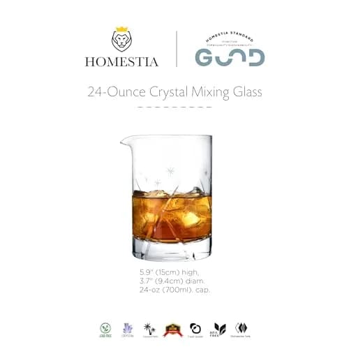 Homestia 700ml (24 Oz) Snowflake Crystal Mixing Glass | Seamless Lead-Free Crystal Bartender Glass thumbnail 9