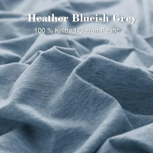PURE ERA Jersey Knit Duvet Cover Set Heather Blueish Grey King | Soft, Breathable Cotton Bedding thumbnail 7