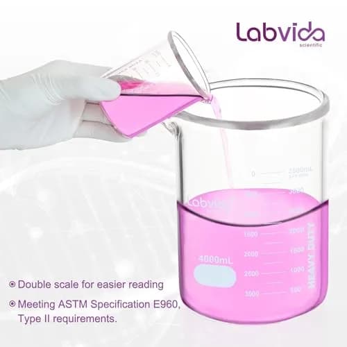 Labvida 12pcs 100ml Thick Glass Beakers | ASTM E960 Compliant, Low Form, Double Scale thumbnail 6