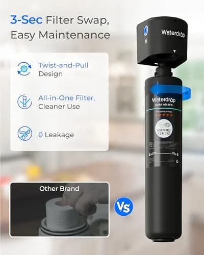 Waterdrop RF15 Under Sink Water Filter Replacement | Reduces PFOA/PFOS, PFAS, Lead, Chlorine, Bad Taste & Odor, 19,000 Gallons thumbnail 6