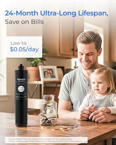 Waterdrop RF15 Under Sink Water Filter Replacement | Reduces PFOA/PFOS, PFAS, Lead, Chlorine, Bad Taste & Odor, 19,000 Gallons thumbnail 7