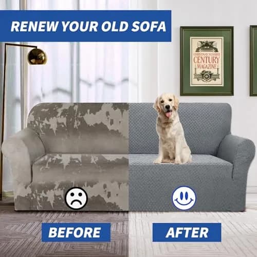 YEMYHOM Sofa Cover Jacquard Design High Stretch 71"-91" Light Gray | Pet & Kids Proof Elastic Furniture Protector thumbnail 5
