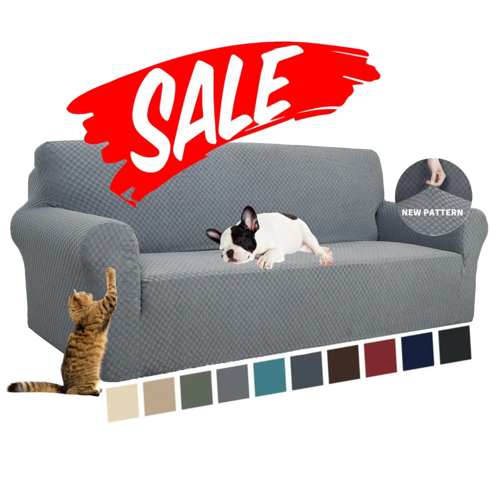 YEMYHOM Sofa Cover Jacquard Design High Stretch 71"-91" Light Gray | Pet & Kids Proof Elastic Furniture Protector - main product image