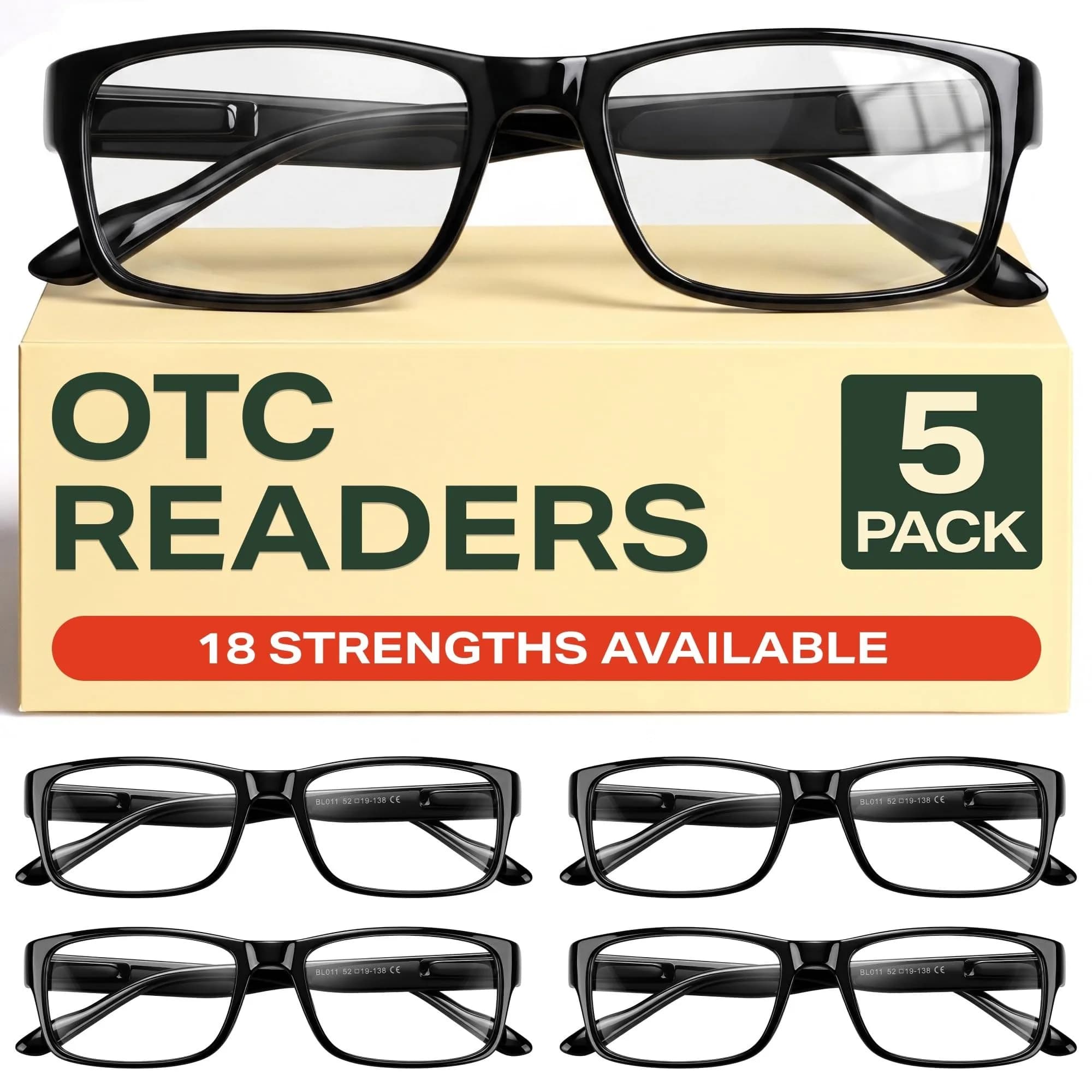 Gaoye Blue Light Blocking Reading Glasses 5-Pack | 4.0 Magnification, Polycarbonate Lenses
