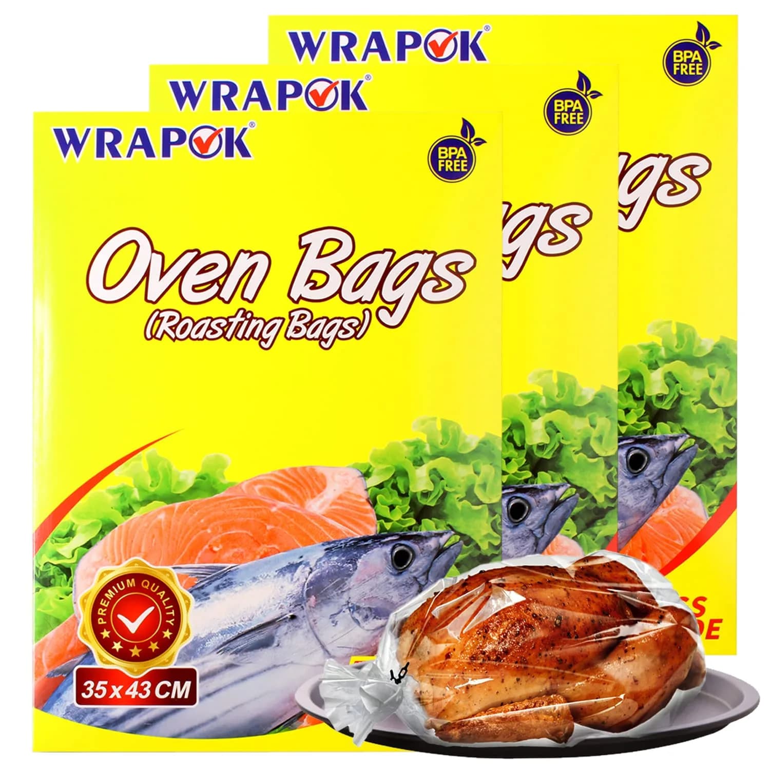 WRAPOK Oven Cooking Turkey Bags - Large Size, No Mess for Chicken, Meat, Seafood, Vegetables (17 x 21.5 Inch) — 10 x 15 Inch