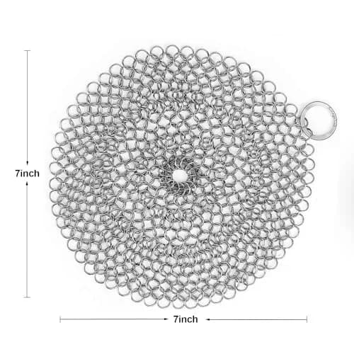 AMAGABELI GARDEN & HOME 7-inch Cast Iron Cleaner | Stainless Steel Chainmail Scrubber for Griddles, Woks, Pots (Silver) thumbnail 6