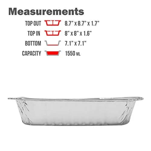 Fig & Leaf Heavy Duty Aluminum Foil Square Cake Pans 8” x 8” | Disposable & Recyclable thumbnail 3