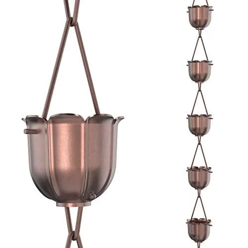 Rain Chains Direct Flutes Rain Chain 8.5 ft | Pure Solid Copper Outdoor Decor thumbnail 1