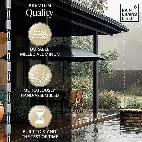 Rain Chains Direct Scallop Rain Chain 8.5 ft | Aluminum Gutter Replacement for Outdoor Décor thumbnail 4