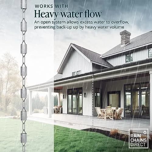 Rain Chains Direct Scallop Rain Chain 8.5 ft | Aluminum Gutter Replacement for Outdoor Décor thumbnail 6