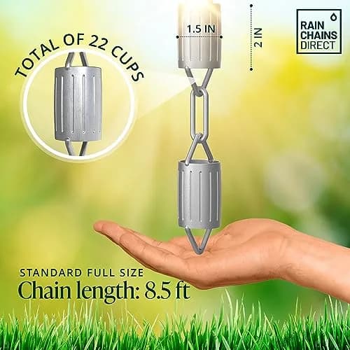 Rain Chains Direct Scallop Rain Chain 8.5 ft | Aluminum Gutter Replacement for Outdoor Décor thumbnail 3