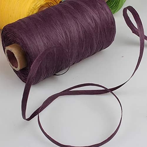 FAU Yarn Brown Raffia Paper Crochet Ribbon 316 Yards (948 Feet) | Solid Pattern for Hats & Bags thumbnail 7