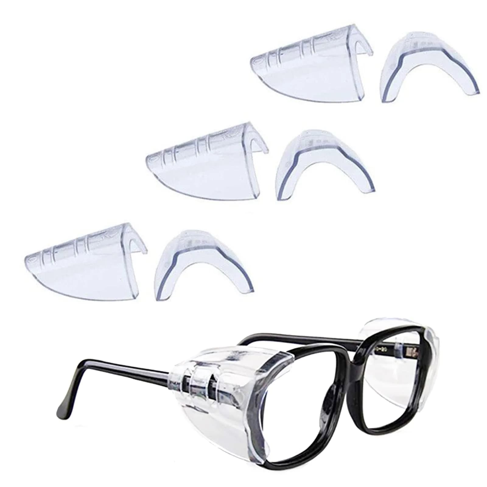 Korty Clear Flexible TPU Side Shields for Eyeglasses | Fits Eyeglass Bracket Width < 10mm (3 Pairs) — 3 Pairs