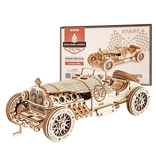 ROKR 3D Wooden Puzzle Car Model Kit - Advanced Brain Teaser for Adults, 220 pcs, 18.9cm x 8cm | Unique Gift thumbnail 1