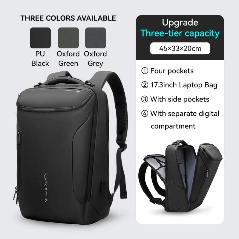 MARK RYDEN Business Backpack for Men, 17.3 Inch Laptop Backpack | Water Resistant with USB Port thumbnail 9