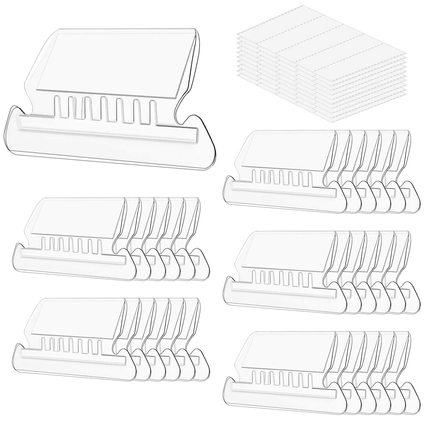 PAXCOO Hanging File Folder Tabs & Inserts 50 Sets | Transparent & White, 2-inch Wide