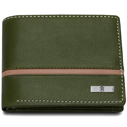 HORNBULL Denial Leather Wallet for Men | Olive | 114mm (4.49in) x 94mm (3.7in) x 13mm (0.51in) | RFID Blocking Bi-Fold Wallet thumbnail 1