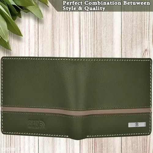 HORNBULL Denial Leather Wallet for Men | Olive | 114mm (4.49in) x 94mm (3.7in) x 13mm (0.51in) | RFID Blocking Bi-Fold Wallet thumbnail 7