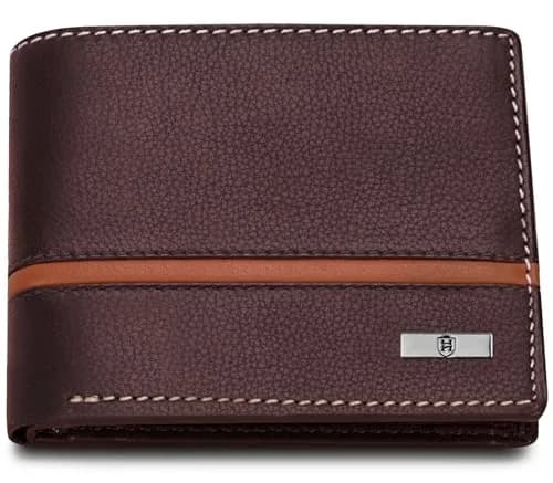 HORNBULL Denial Leather Wallet for Men | Brown Two Fold Wallet with RFID Blocking | 11 cm (W) x 9 cm (H) thumbnail 1