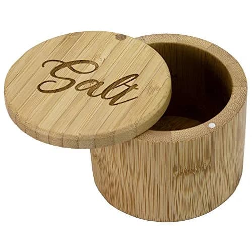 Totally Bamboo Salt Cellar Bamboo Storage Box with Magnetic Swivel Lid, 6 Ounce Capacity, Salt Engraved on Lid thumbnail 1