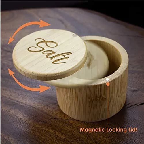 Totally Bamboo Salt Cellar Bamboo Storage Box with Magnetic Swivel Lid, 6 Ounce Capacity, Salt Engraved on Lid thumbnail 4