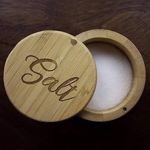 Totally Bamboo Salt Cellar Bamboo Storage Box with Magnetic Swivel Lid, 6 Ounce Capacity, Salt Engraved on Lid thumbnail 2