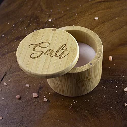 Totally Bamboo Salt Cellar Bamboo Storage Box with Magnetic Swivel Lid, 6 Ounce Capacity, Salt Engraved on Lid thumbnail 3