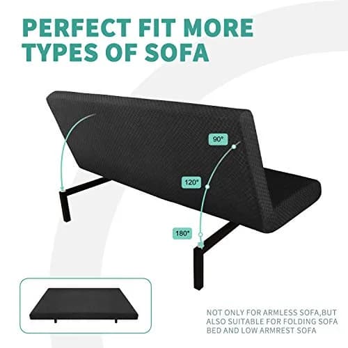 YEMYHOM Futon Cover Jacquard Design High Stretch Black | Modern Furniture Protector thumbnail 8