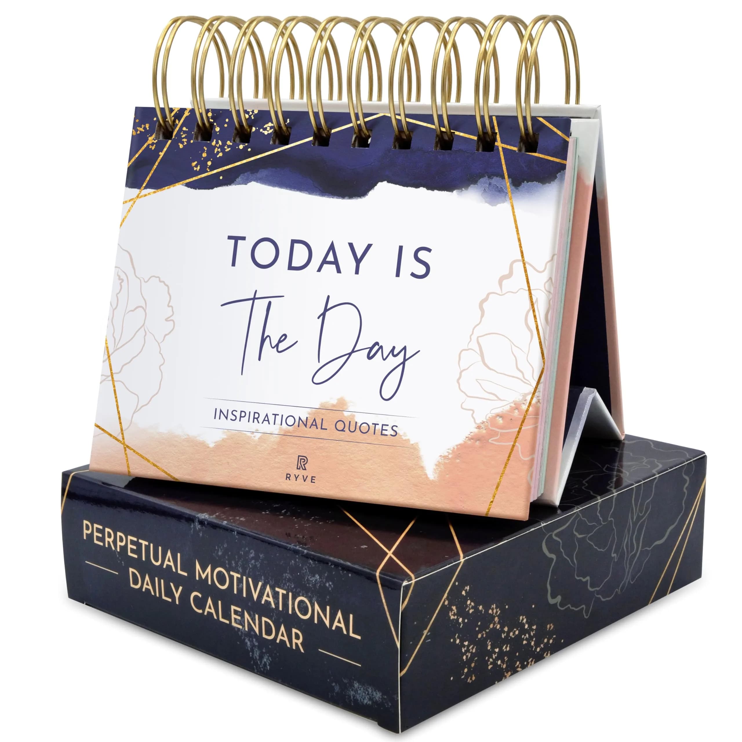 RYVE Positive Affirmations Calendar, Quotes & Reflections, Daily Desk Calendar | Motivational Desk Decor — Blue - Motivational for Women